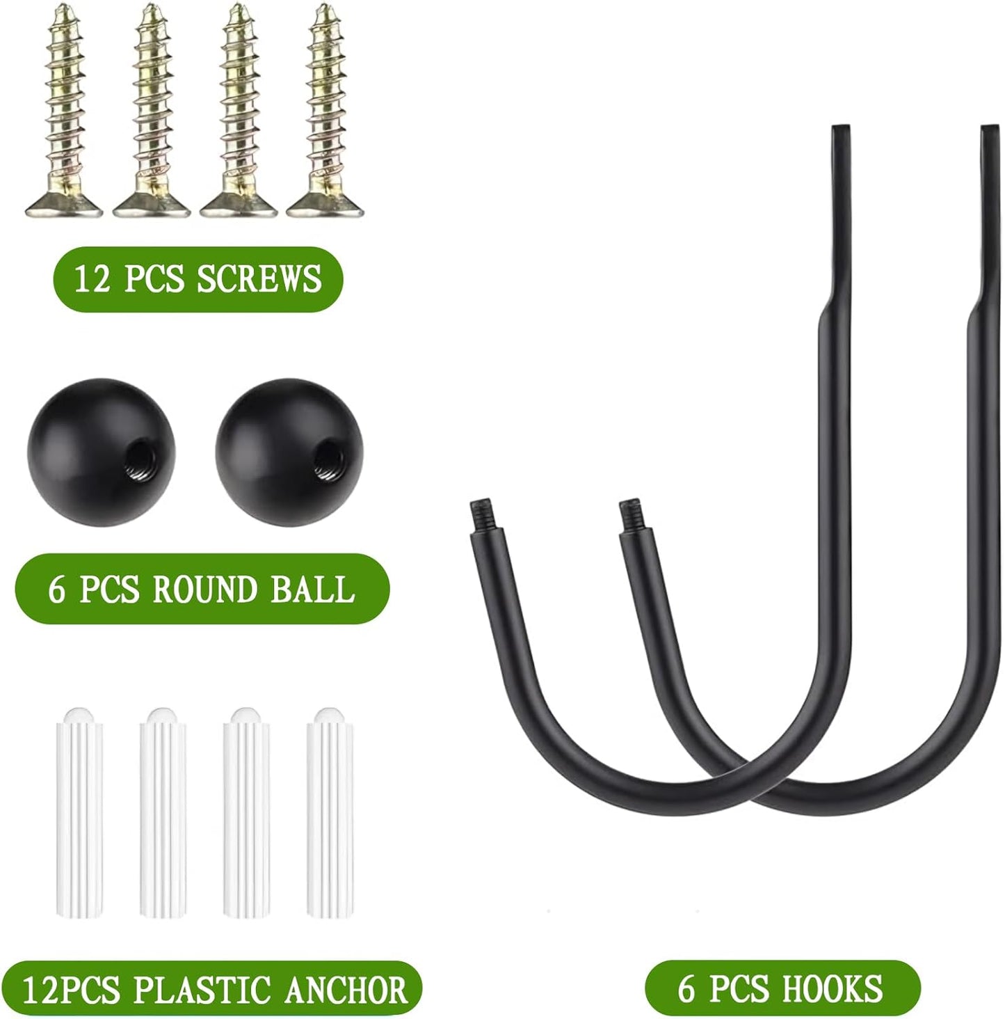 6 Pcs Curtain Holdbacks Curtain Tiebacks, U Shaped Curtain Hooks Wall Mount Window Curtain Holder (Black)