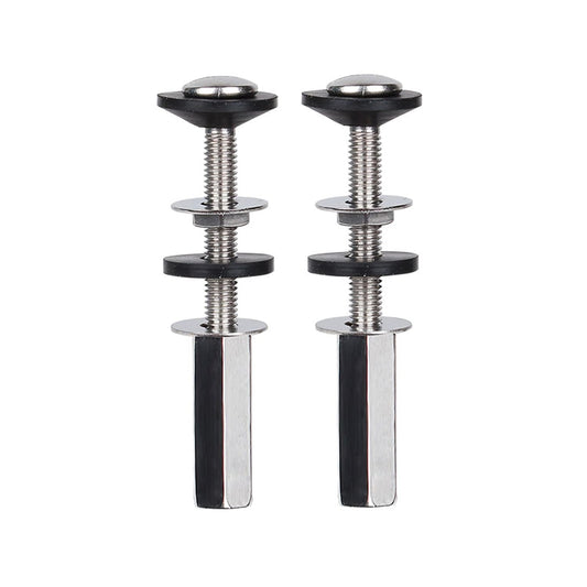 Toilet Tank to Bowl Bolt Kits, 2 Pack Toilet Bolt Kit for Tank Heavy Duty Washers and Round Cover Caps with Extra Long Nut Screw (Silver)