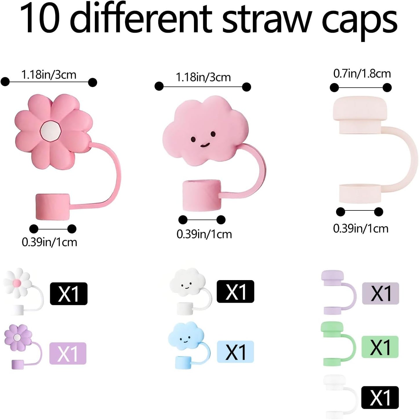10 Pcs Straw Cover Cap for Stanley Cup, 10mm/0.4in Silicone Covers Accessories for Water Cup Straw, Dust proof and Leak proof