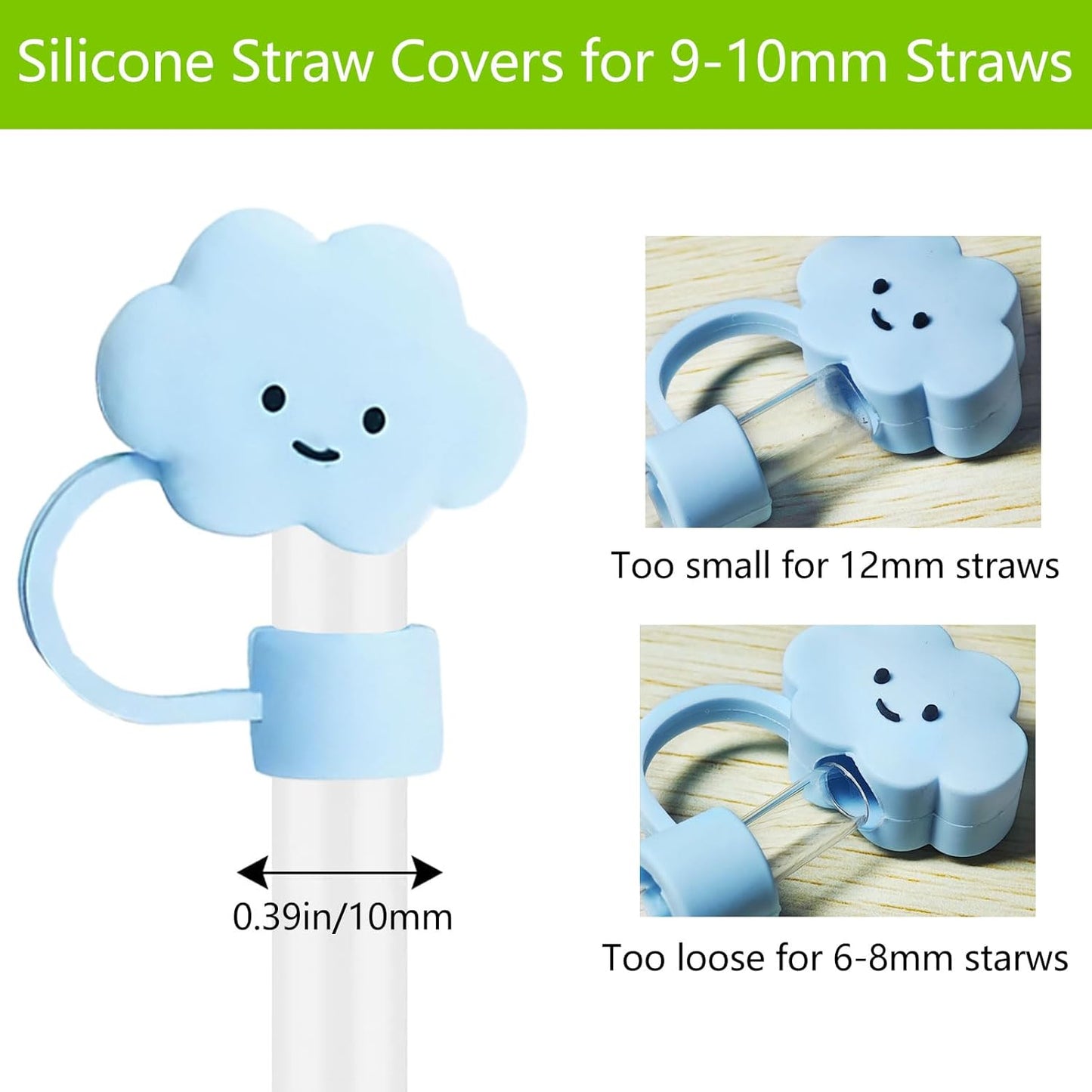 10 Pcs Straw Cover Cap for Stanley Cup, 10mm/0.4in Silicone Covers Accessories for Water Cup Straw, Dust proof and Leak proof