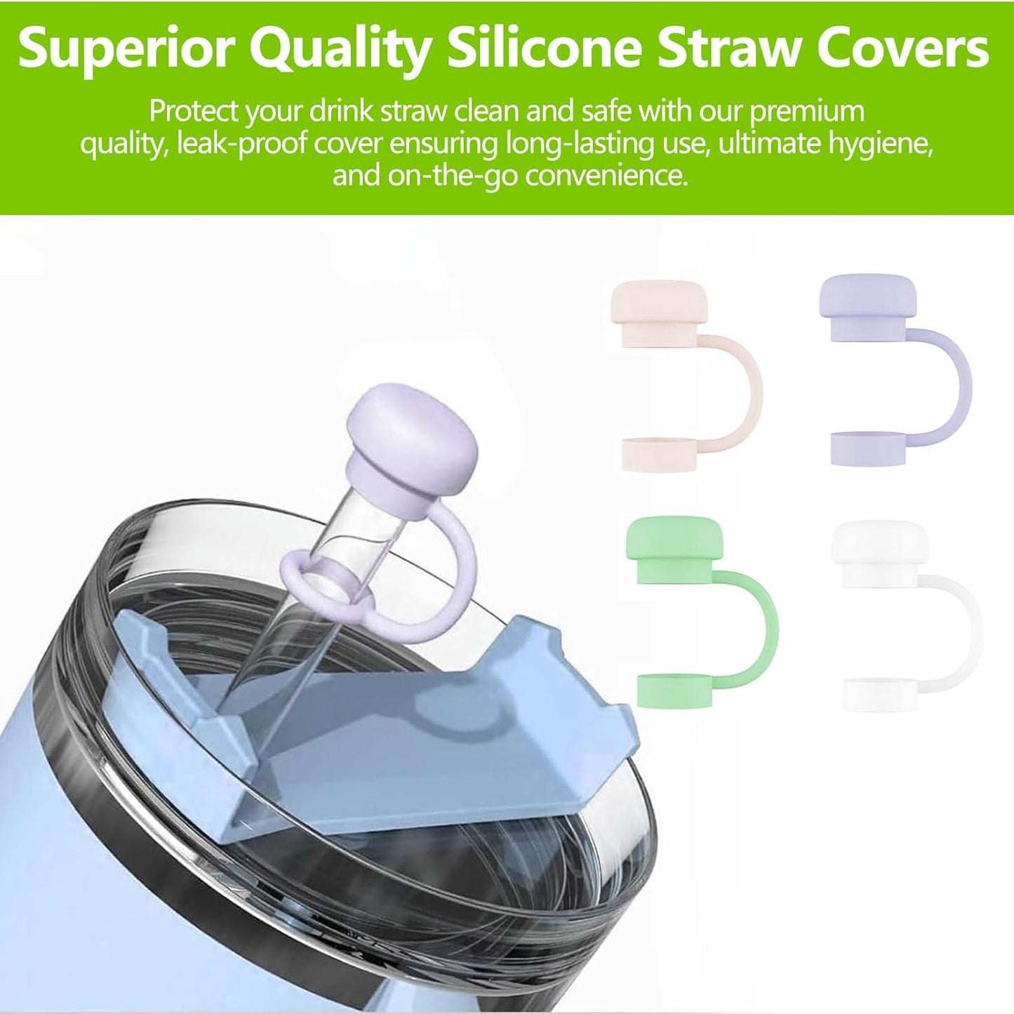 10 Pcs Straw Cover Cap for Stanley Cup, 10mm/0.4in Silicone Covers Accessories for Water Cup Straw, Dust proof and Leak proof