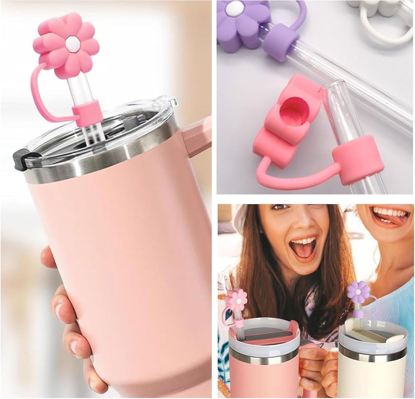 10 Pcs Straw Cover Cap for Stanley Cup, 10mm/0.4in Silicone Covers Accessories for Water Cup Straw, Dust proof and Leak proof