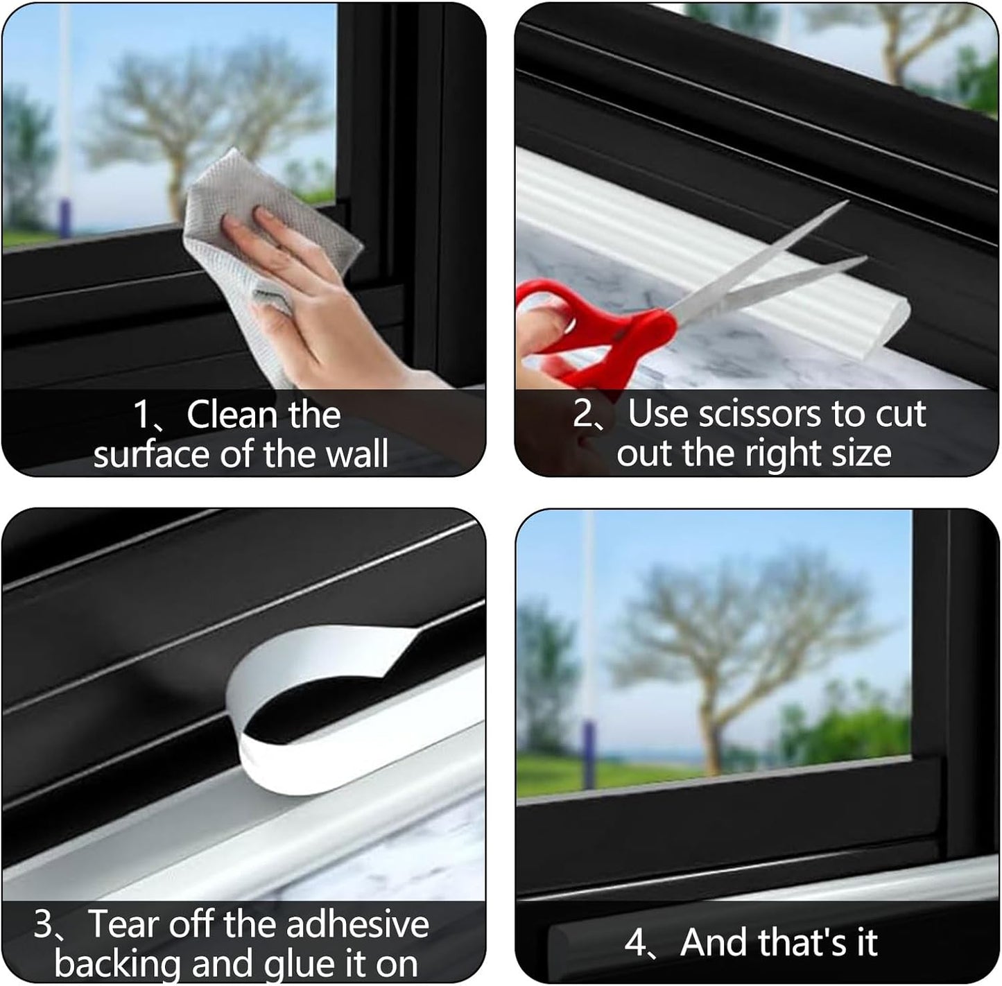 Weather Stripping Door Seal Strip, 16.4 Ft Door Windows Insulation Strip Self Adhesive Draft Stoppers Foam Tape for Doors and Windows Frame Gap Blocker(White)