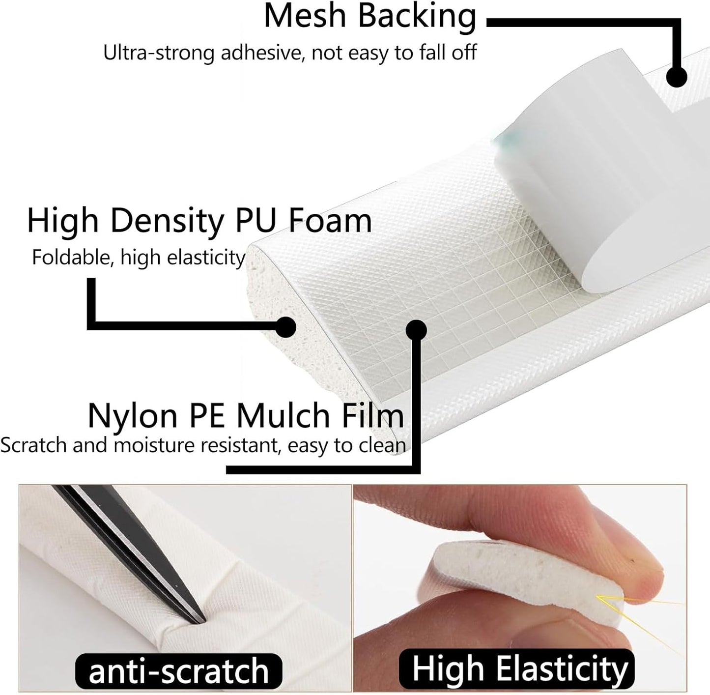 Weather Stripping Door Seal Strip, 16.4 Ft Door Windows Insulation Strip Self Adhesive Draft Stoppers Foam Tape for Doors and Windows Frame Gap Blocker(White)