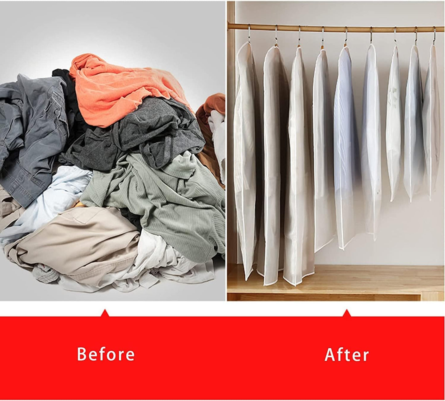 Garment Bag Suit Bag, 5 Pack Coat Cover Clothes Storage Bags Garment Dust Cover Bags with Zipper for Coat Suits Dresses Costumes Uniforms (40 x 24in, L)