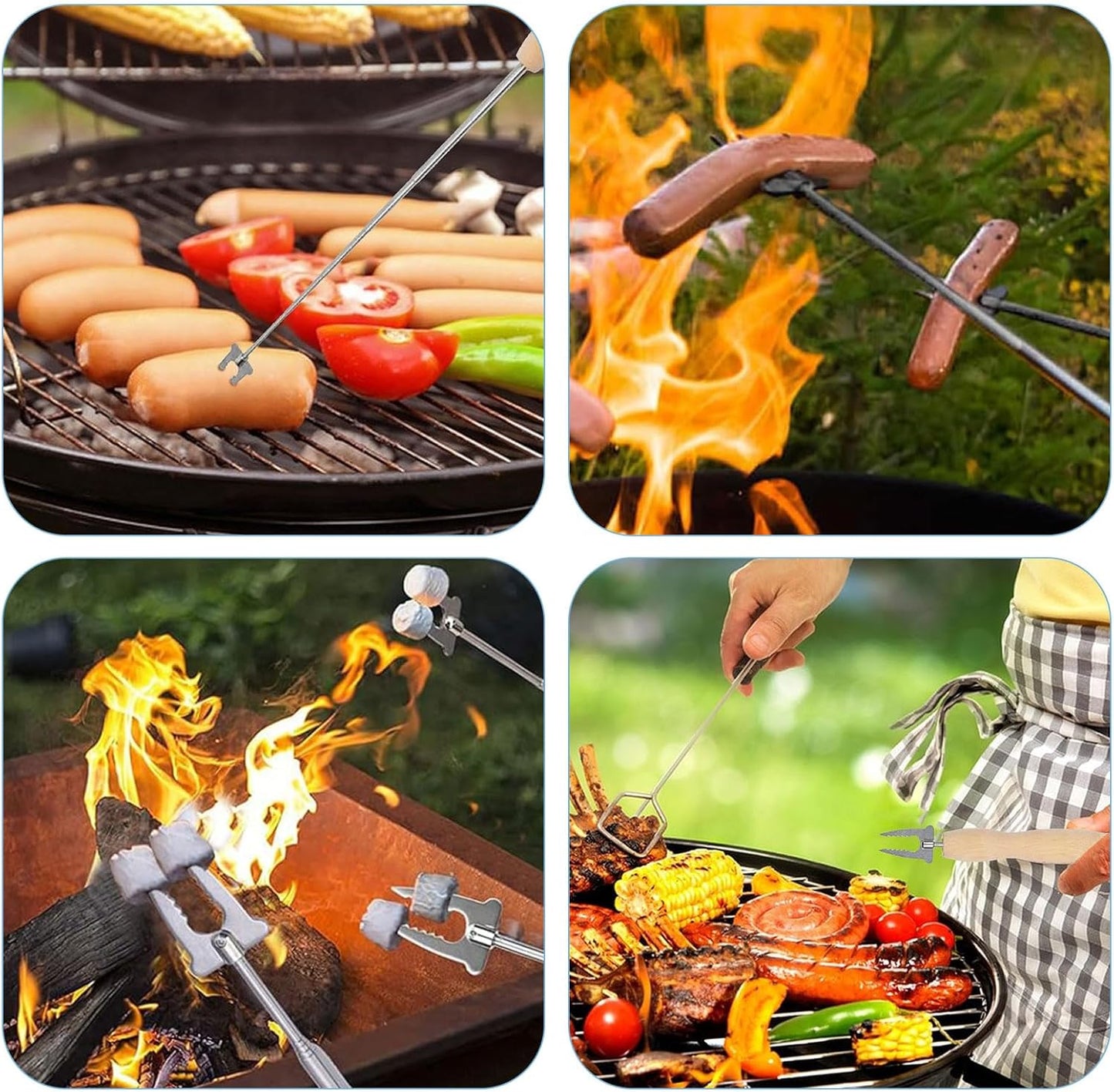 Marshmallow Roasting Sticks, 32 Inch Long Stainless Steel SmoresSticks Extendable Marshmallow Sticks Barbecue Forks for Fire Pit Campfire BBQ