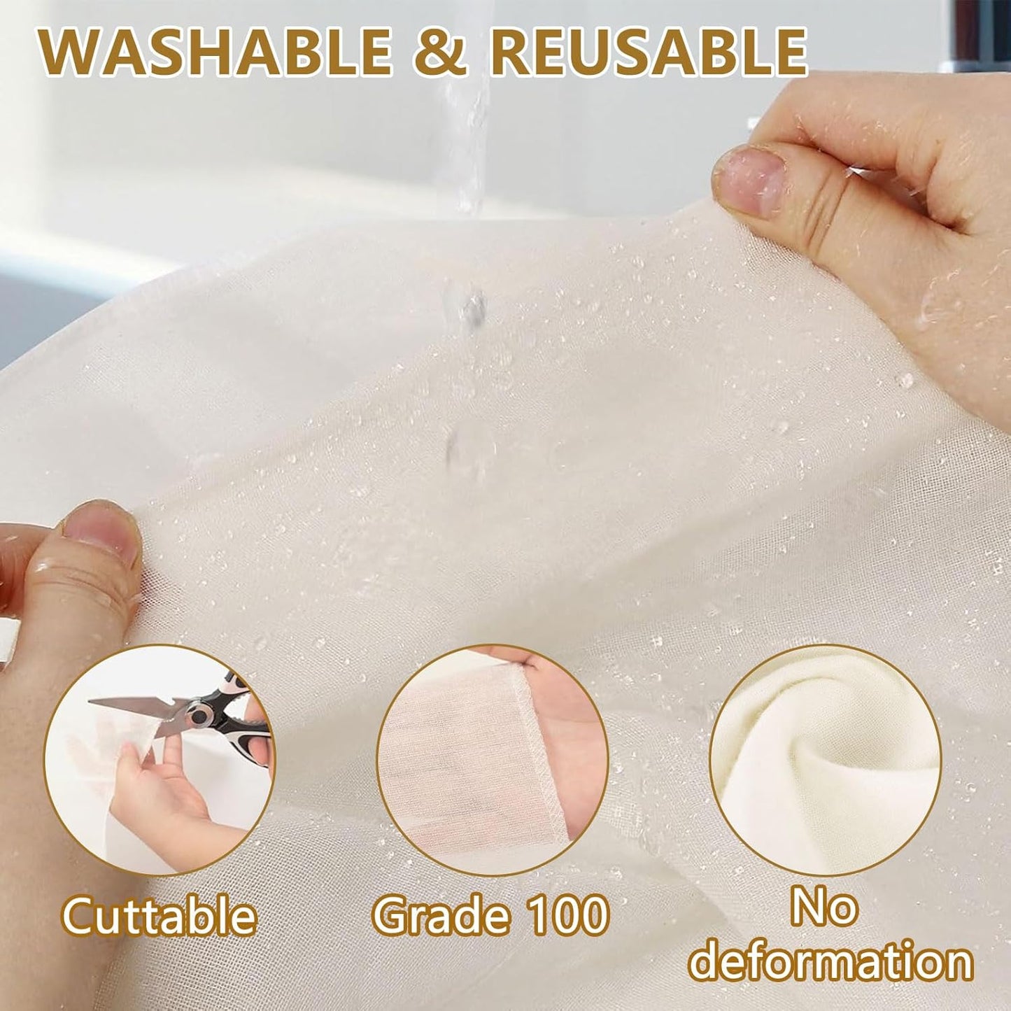 Cheese Cloths,100% Cotton Reusable Cheesecloth with Closed Edges, 2 Pcs 50 x 50cm and 1 Pcs 100 x 100cm Unbleached Muslin Cloth Mesh Fabric Filter for Straining, Cooking, Juice, Cheese Making