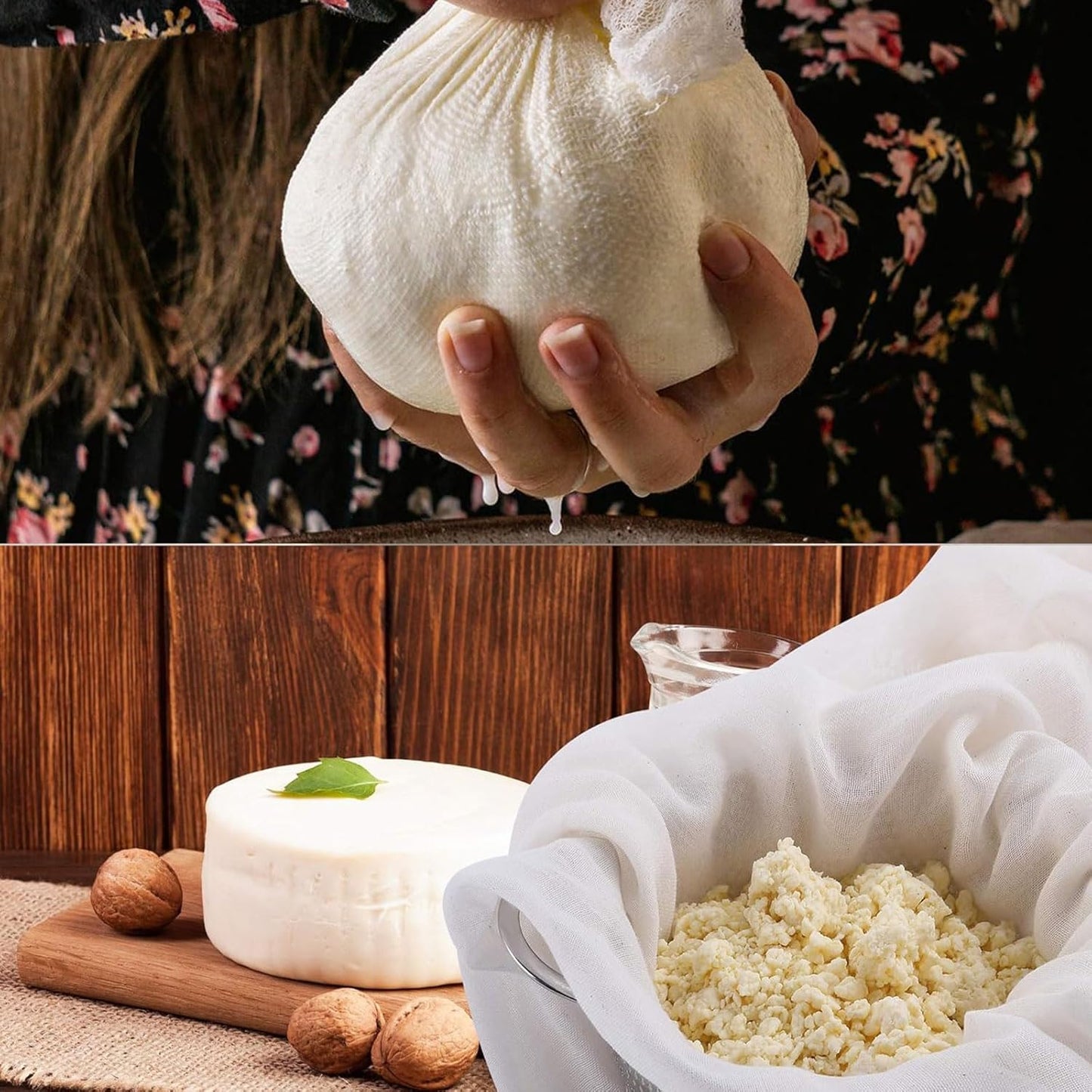Cheese Cloths,100% Cotton Reusable Cheesecloth with Closed Edges, 2 Pcs 50 x 50cm and 1 Pcs 100 x 100cm Unbleached Muslin Cloth Mesh Fabric Filter for Straining, Cooking, Juice, Cheese Making
