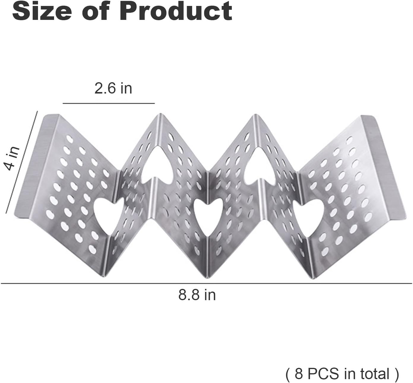 Taco Holders Taco Stand, 8 Packs Stainless Steel Taco Stand Rack Tray Hollow Corn Holders Can Hold 2 or 3 Shells Tacos