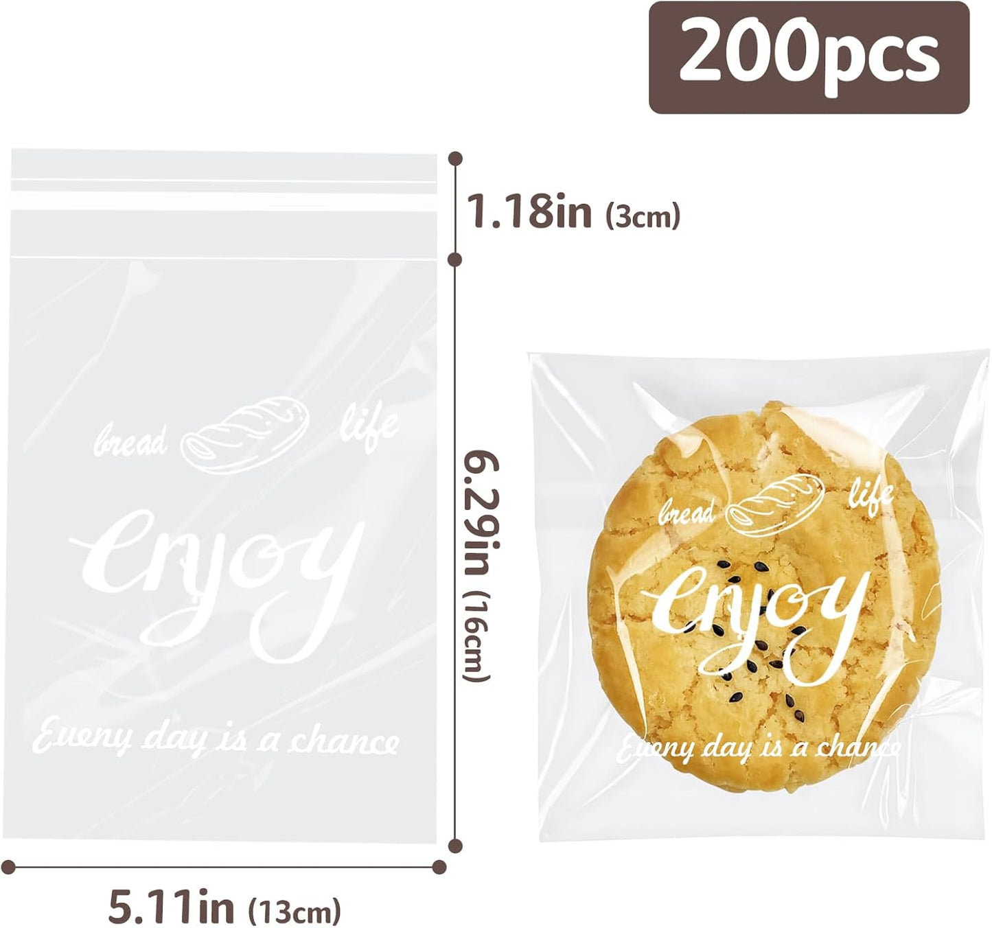 Clear Self Sealing Cellophane Bags, 5x7 Inch Cookie Treat Bags, 200 Pcs Resealable Cellophane Bag for Packaging Cookies, Gifts, Products, Pastry, Candy