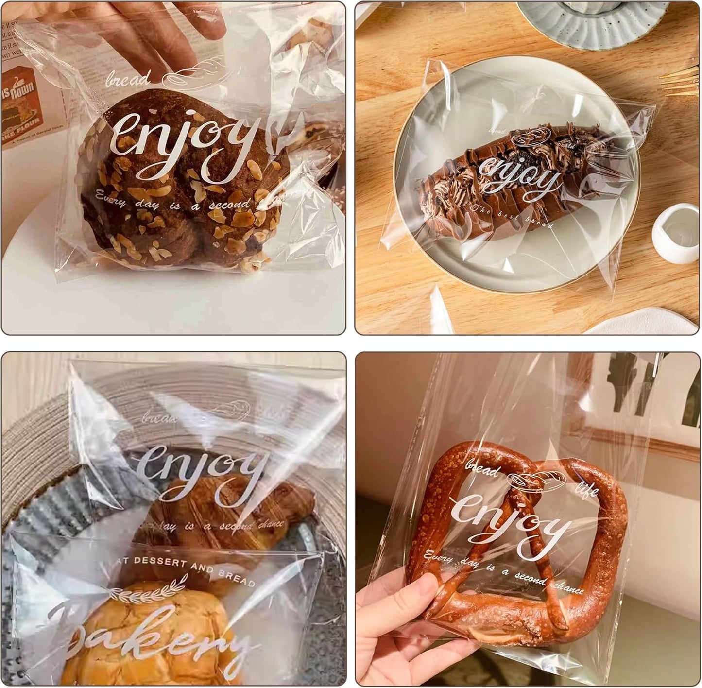 Clear Self Sealing Cellophane Bags, 5x7 Inch Cookie Treat Bags, 200 Pcs Resealable Cellophane Bag for Packaging Cookies, Gifts, Products, Pastry, Candy