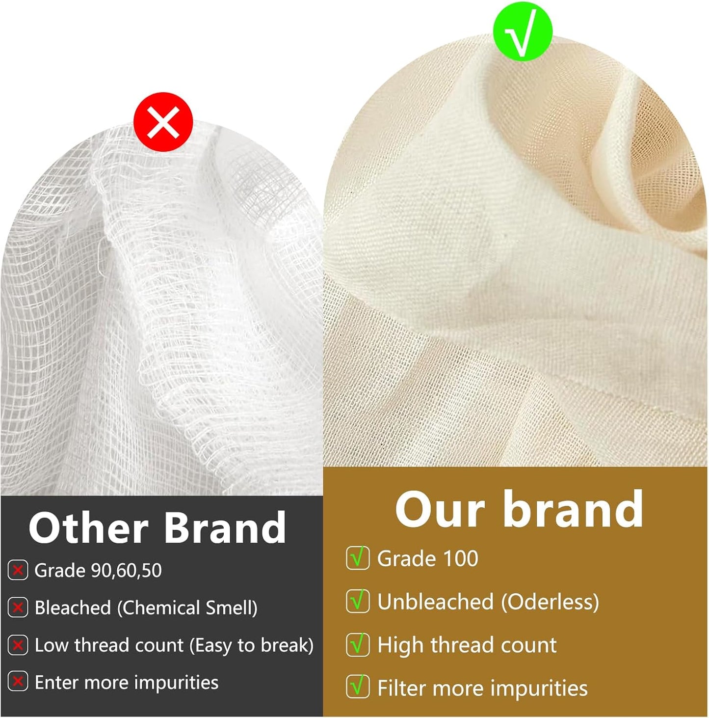 Nut Milk Bags, 3 Pack Cheesecloth Bags Filter, 13.78 x 17.72 in, Unbleached Cotton Muslin Cloth Bags for Cheese, Tea, Yogurt, Nut Milk, Juice, Wine, Coffee
