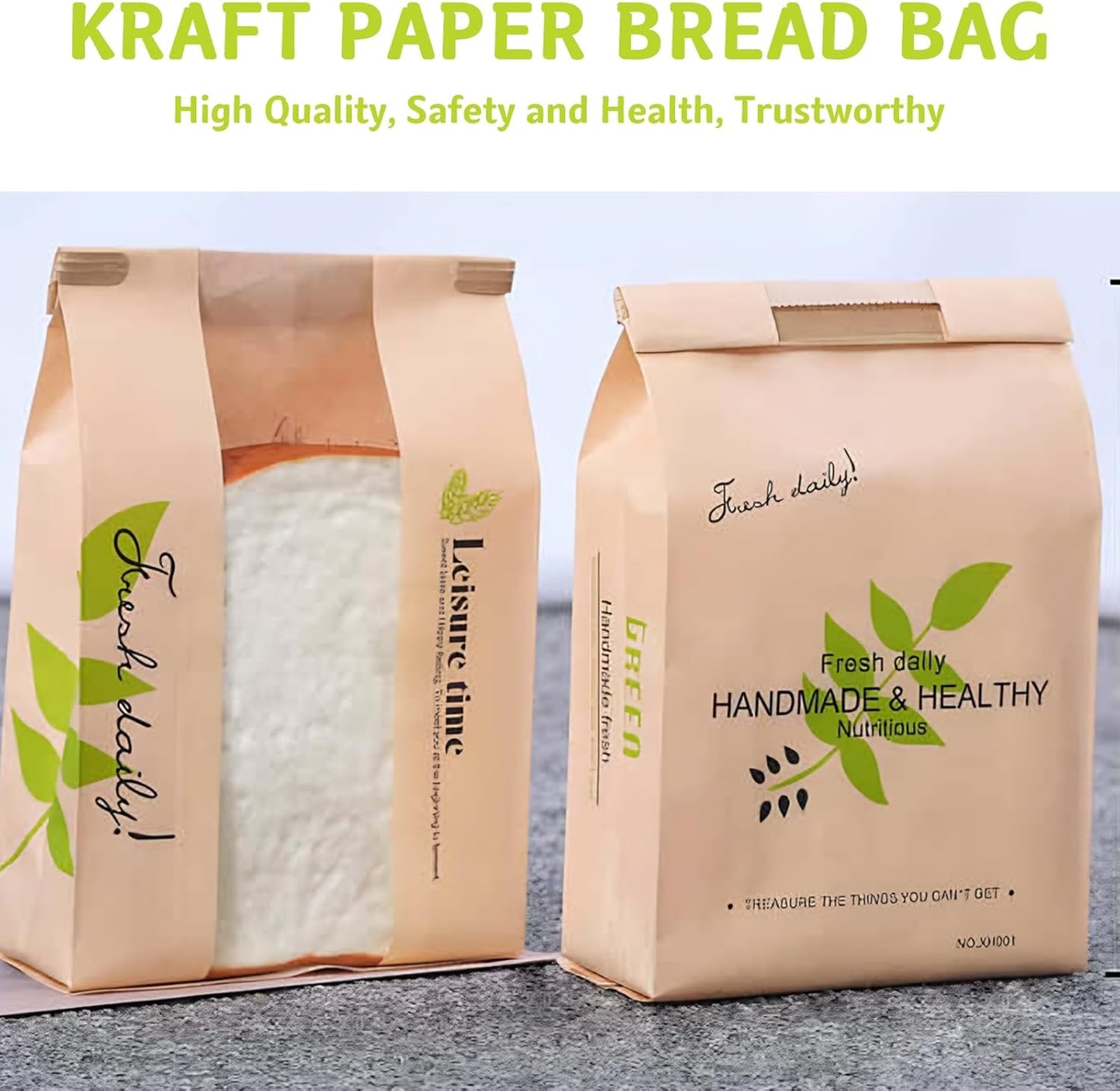 25 Pcs Paper Bread Bags with Sealing wire, for Homemade Bread, Sourdough Bag with Window, 12.2 x 8.3 x 3.5 inch Large Brown Kraft Toast Bags for Baked Food Packaging Storage