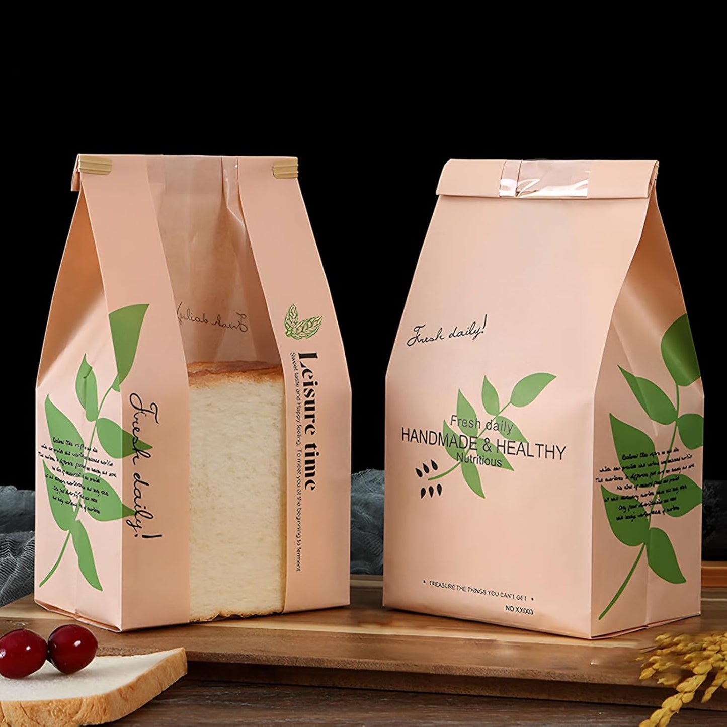 25 Pcs Paper Bread Bags with Sealing wire, for Homemade Bread, Sourdough Bag with Window, 12.2 x 8.3 x 3.5 inch Large Brown Kraft Toast Bags for Baked Food Packaging Storage