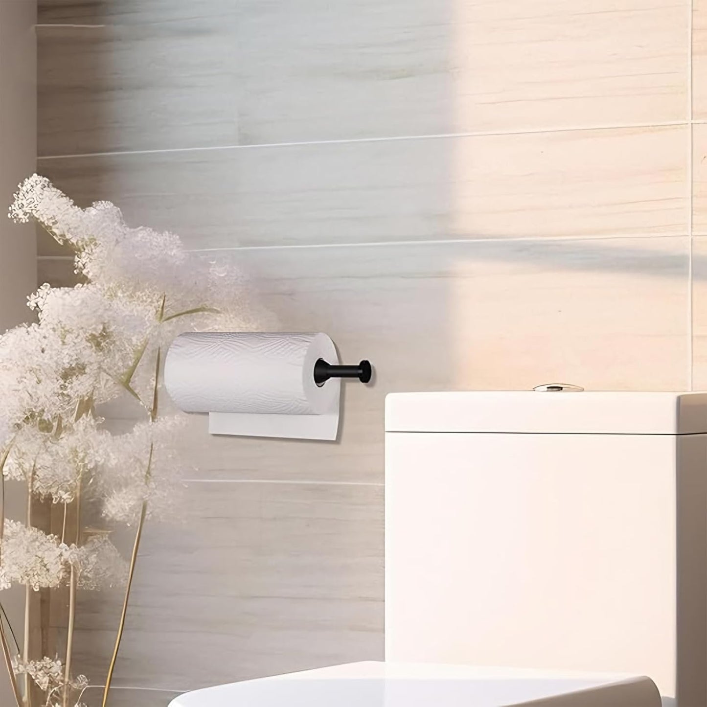 Paper Towel Holder Under Cabinet, Self Adhesive or Drilling, Wall Mount Stainless Steel Paper Towel Rack for Kitchen Toilet Bathroom