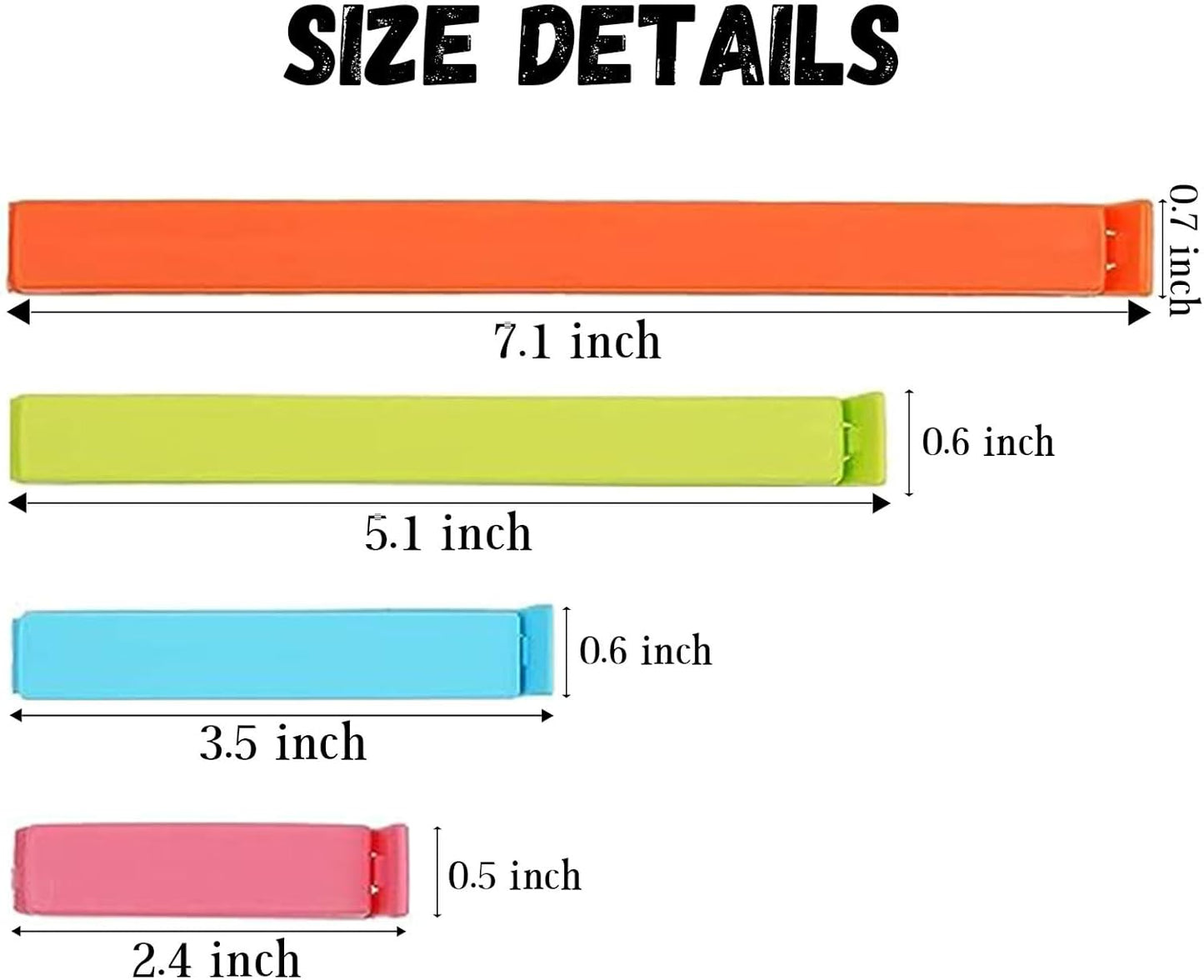 Plastic Food Bag Sealing Clip, 20 PCS Reusable Food Sealing Clips Colorful Snack Sealing Clip Bag Clips for Food Storage(2.4/3.5/5.1/7.1in)