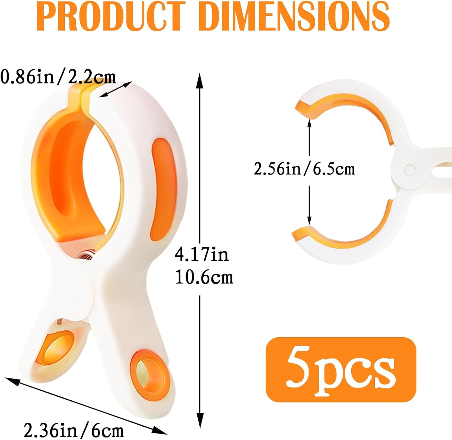 5 Pcs Beach Towel Clips for Beach Chairs, Plastic Towel Pegs Towel Holder, Windproof Clothes Pins Outdoor Laundry Clamps