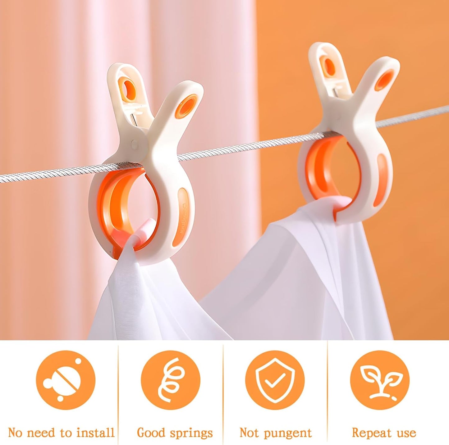 5 Pcs Beach Towel Clips for Beach Chairs, Plastic Towel Pegs Towel Holder, Windproof Clothes Pins Outdoor Laundry Clamps