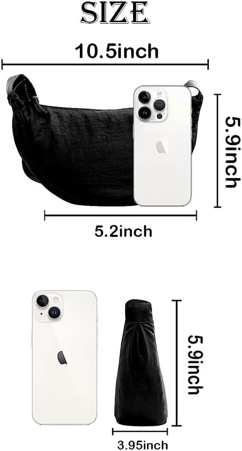 Crossbody Bag Hobo Sling Crescent Bag Women Men Trendy Small Shoulder Bag Purse Dumpling Bag Casual Handbag Adjustable Strap