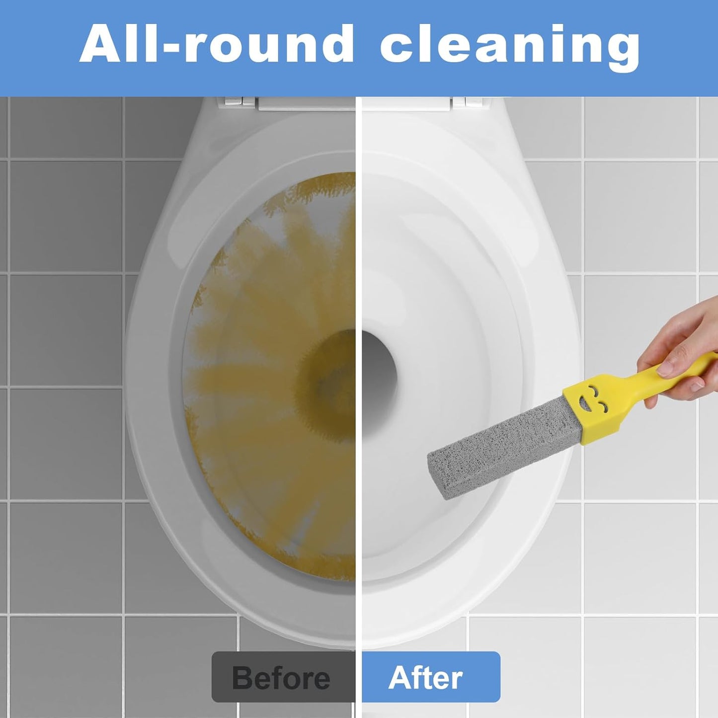 6Pc Pumice Stone for Toilet, Toilet Pumice Cleaning Stone with 2 Handle, Replaceable Toilets Pumice Stones for Cleaning, Nature Scouring Stick for Hard Water Stains, Bathroom Tiles Limescale Remover