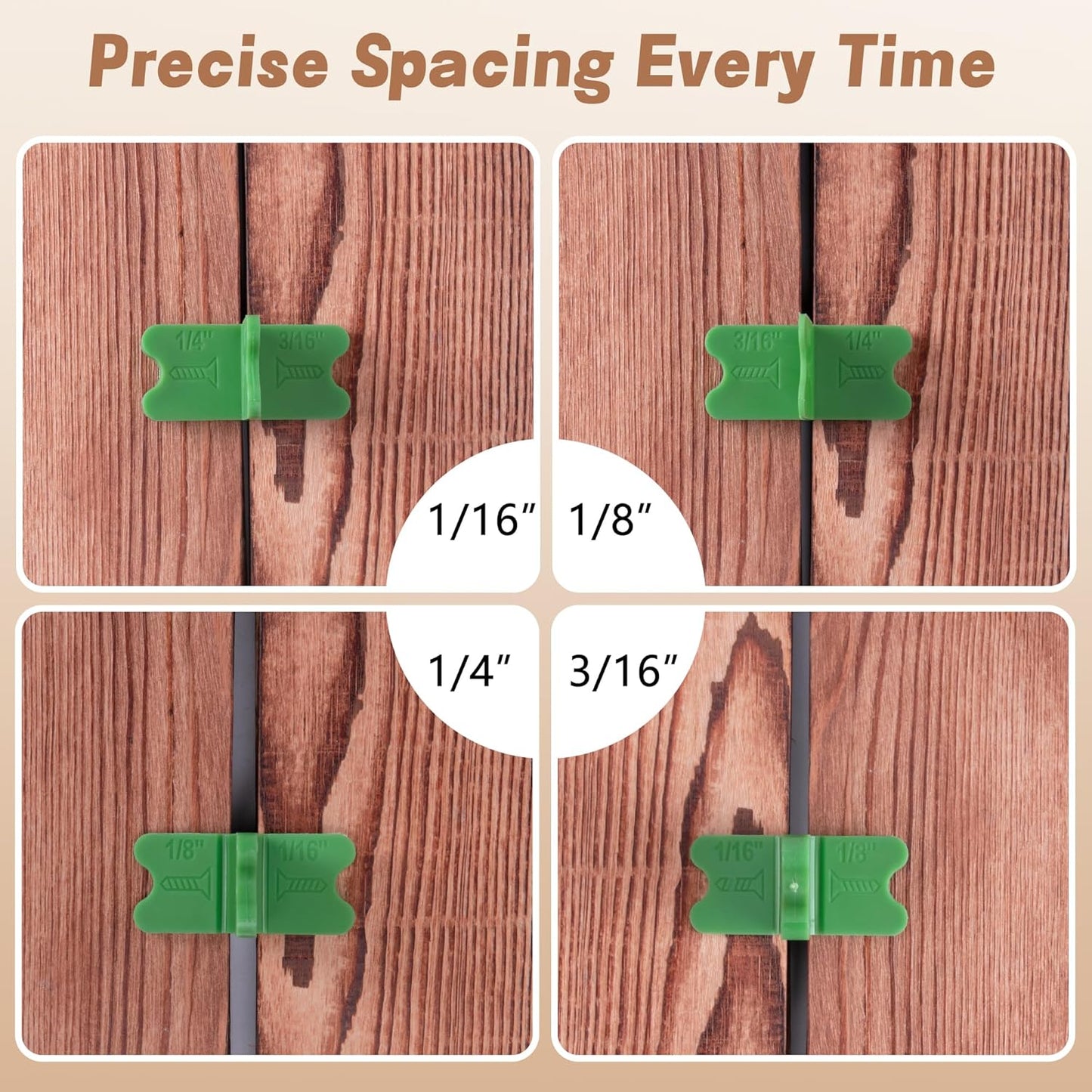8 Pcs ABS Deck Spacer Tool,4 Thicknesses Deck Board Spacers(1/16", 1/8", 3/16", 1/4"),Deck Spacers Assorted for Pressure Treated Composite Decking