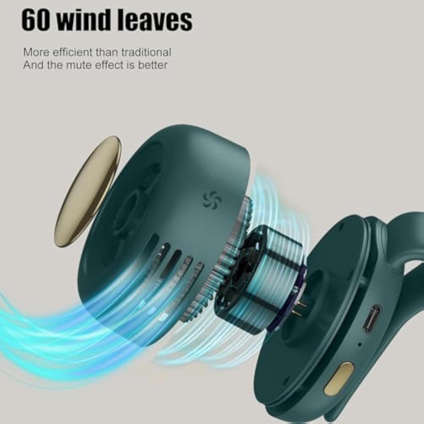 Portable Silent Mini Bladeless Fan Clip On, mini clip on fan, portable mini bladeless fan clip on, Suitable for Outdoor & Travel & Office, Travel Accessories (white, 1pcs)