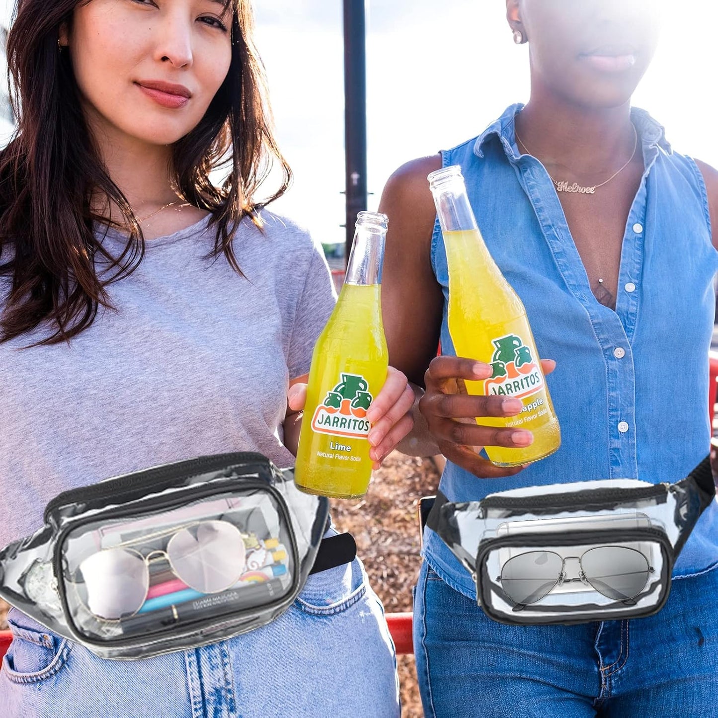 Clear Fanny Pack Stadium Approved, Waterproof Transparent Waist Bag, Clear Purse Adjustable Belt Bag for Travel, Beach, Events, Concerts Bag, Black, AB9285