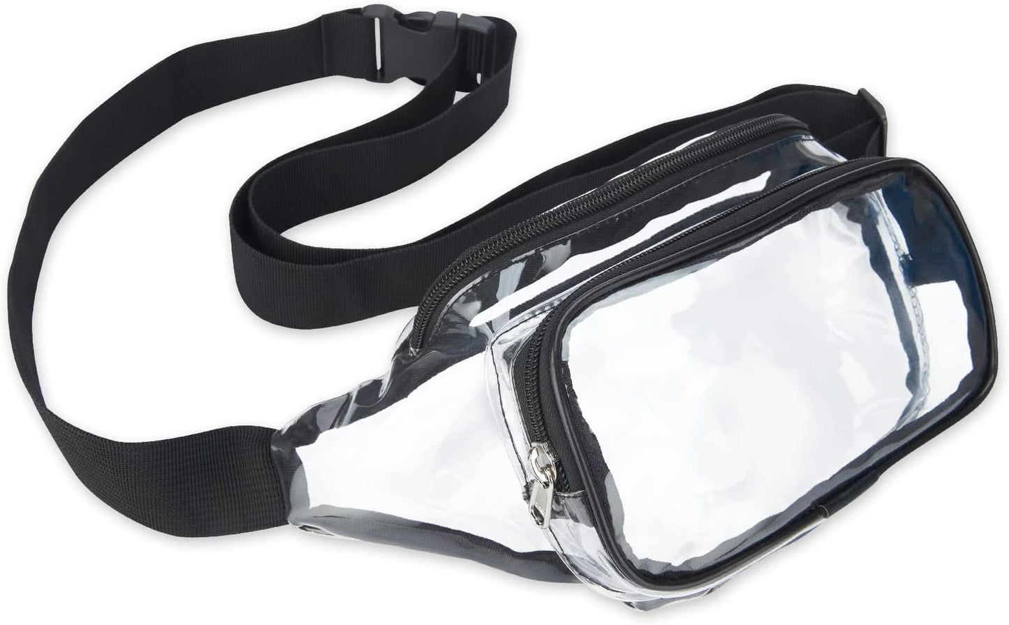 Clear Fanny Pack Stadium Approved, Waterproof Transparent Waist Bag, Clear Purse Adjustable Belt Bag for Travel, Beach, Events, Concerts Bag, Black, AB9285