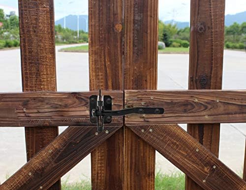 Self-Locking Gate Latch - Post Mount Automatic Gravity Lever Wood Fence Gate Latches with Fasteners/4.7 Inch Black Finish Steel Gate Latch to Secure Pool& Yard