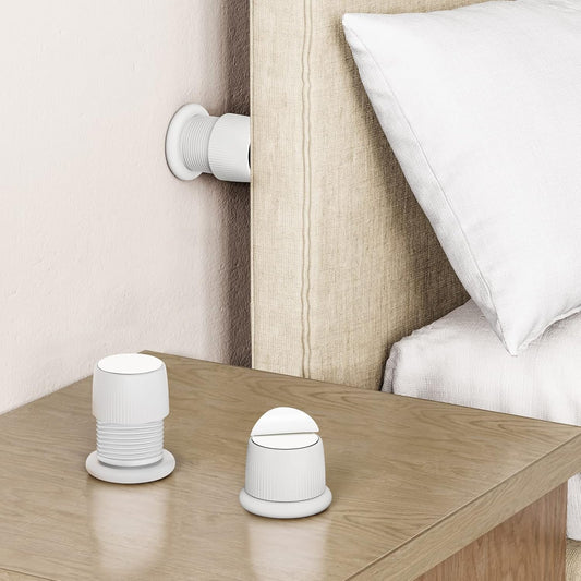 Headboard Stoppers, 1.6-2.6 inches Bed Wall Stopper, Adjustable Bed Frame Anti-Shake Tool, Headboard Bed Stabilizer for Wall Furniture (White- 2 pcs)