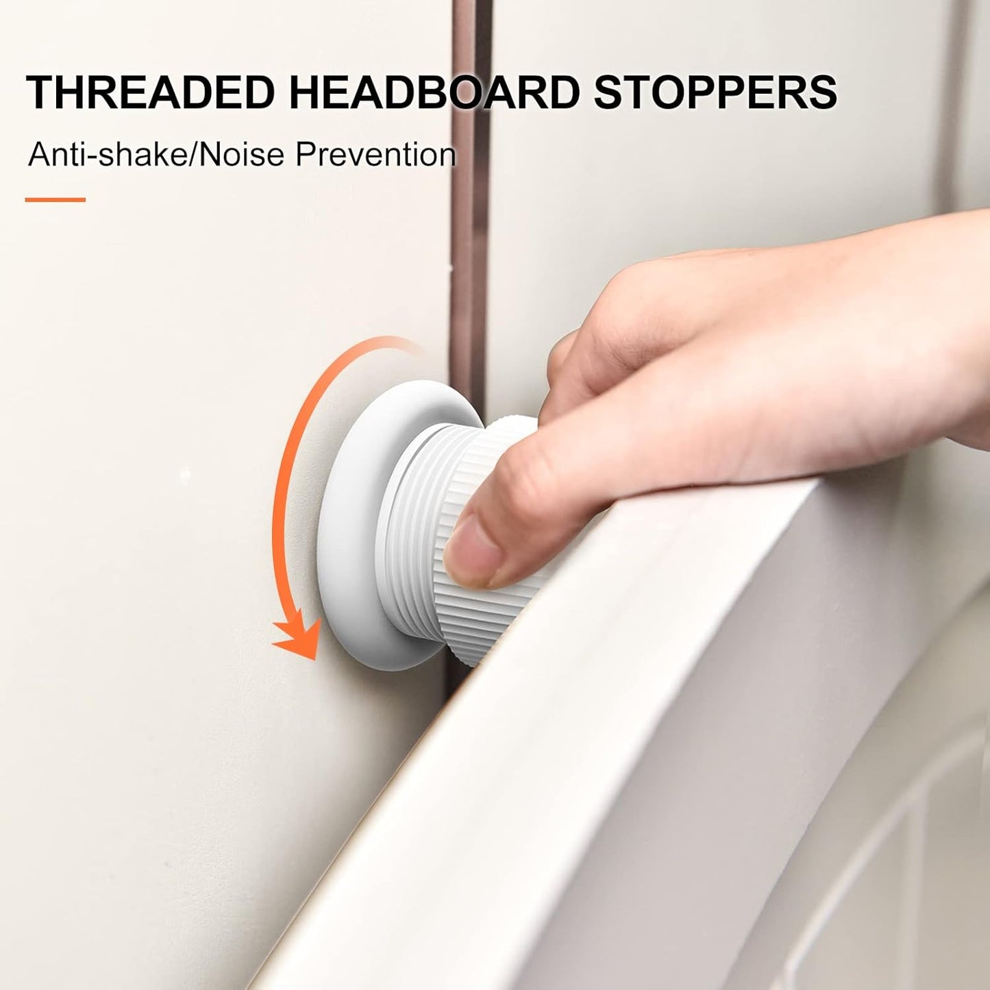 Headboard Stoppers, 1.6-2.6 inches Bed Wall Stopper, Adjustable Bed Frame Anti-Shake Tool, Headboard Bed Stabilizer for Wall Furniture (White- 2 pcs)