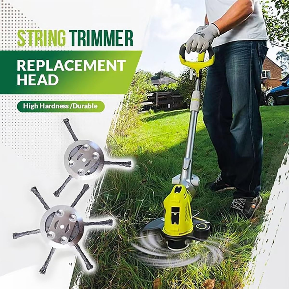 Universal Wire Weed Eater Head,Steel Wire Wheel Grass Trimmer,Steel Wire Weed Eater Head,Rotary Cutter Trimmer Head for String Trimmers, Gardening Lawnmower, Moss & Rust Removal (6 Knives)