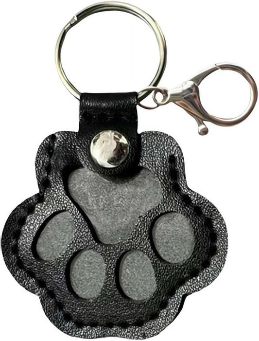 Pet Hair Keepsake Box for Dog, Pets Hair Storage Pouch Fur Memorial Keyring for Pet Commemorative,Dog Cat Paw Shape Leather Keychain Pendant