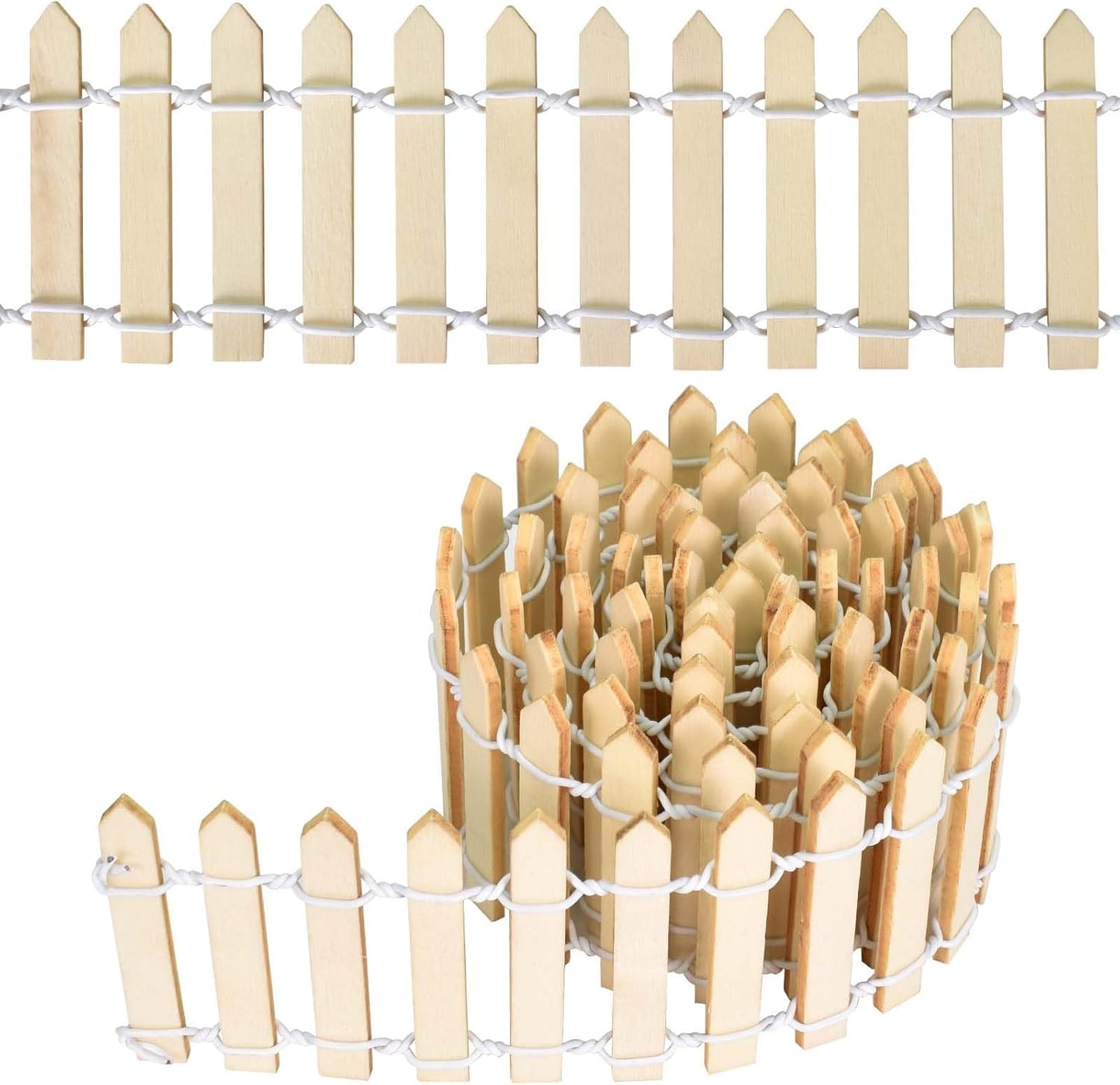 Miniature Wooden Fence, 35 Inch Fairy Garden Fence Ornament Fence for Dollhouse Miniature Garden Fairy Garden Succulent Plant Pot Micro Landscape DIY Diorama DIY Crafts Project (Wood color)