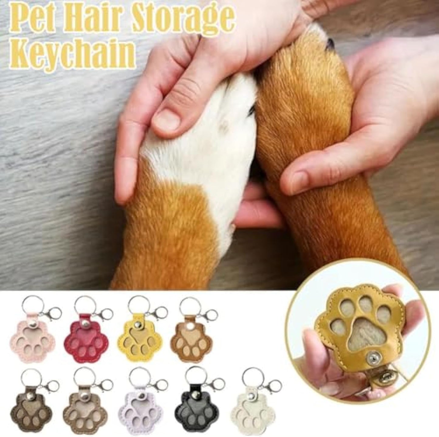 Dog Hair Keepsake Keychain, Dog Fur Storage Keychain, Cat Paw Shaped Keychains,For Bag Purse Paw Charm Key Holder
