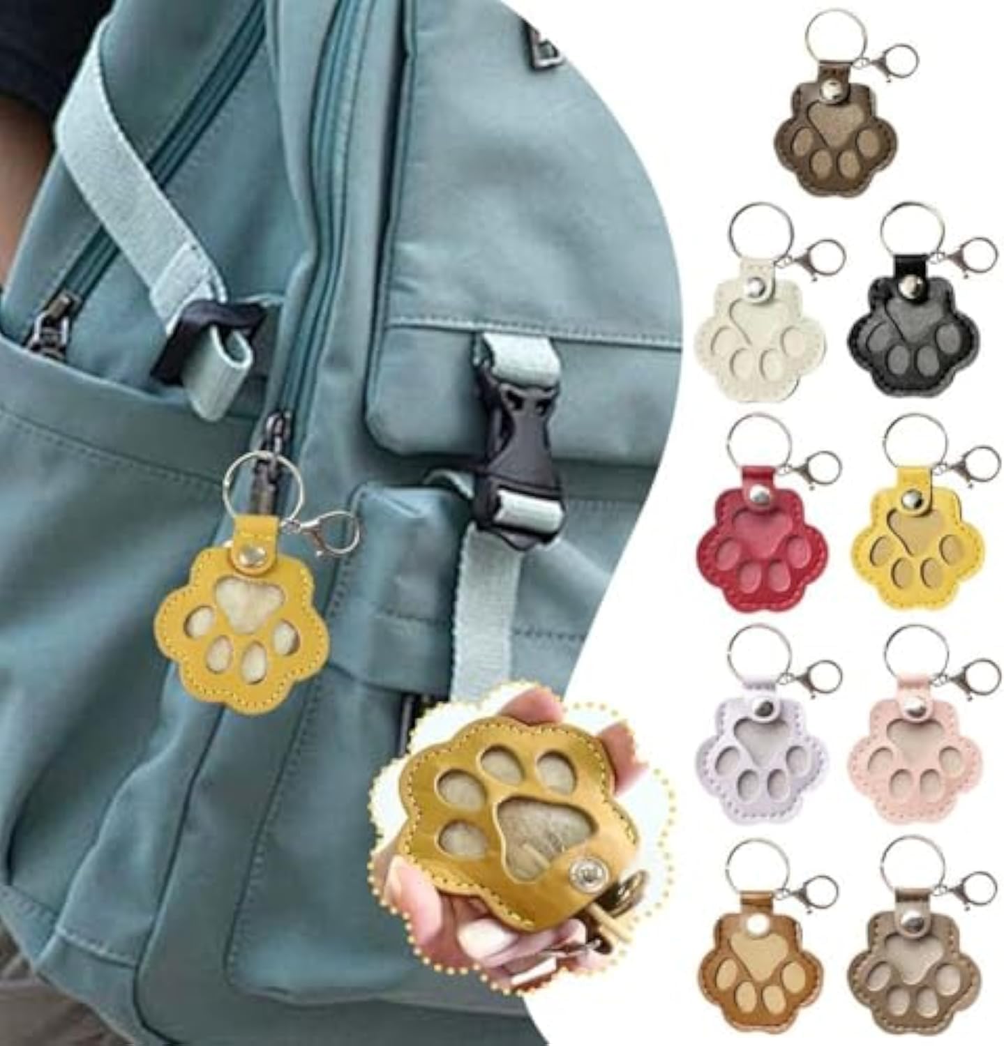 Dog Hair Keepsake Keychain, Dog Fur Storage Keychain, Cat Paw Shaped Keychains,For Bag Purse Paw Charm Key Holder