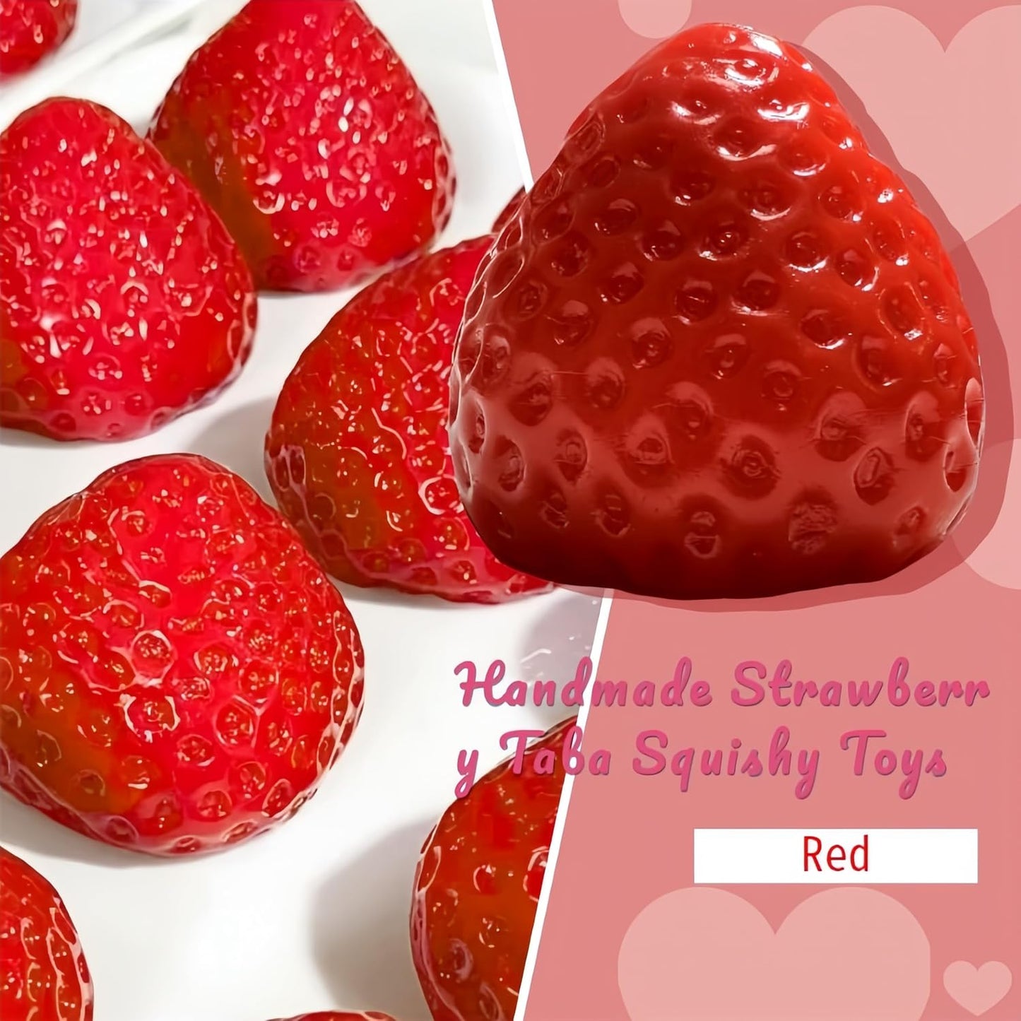 Taba Squishy Strawberry, Strawberry Taba Squishy Toys, Handmade Taba Squishy Clear Stress Relieving for Adults Office School (1 Fine Glitter)
