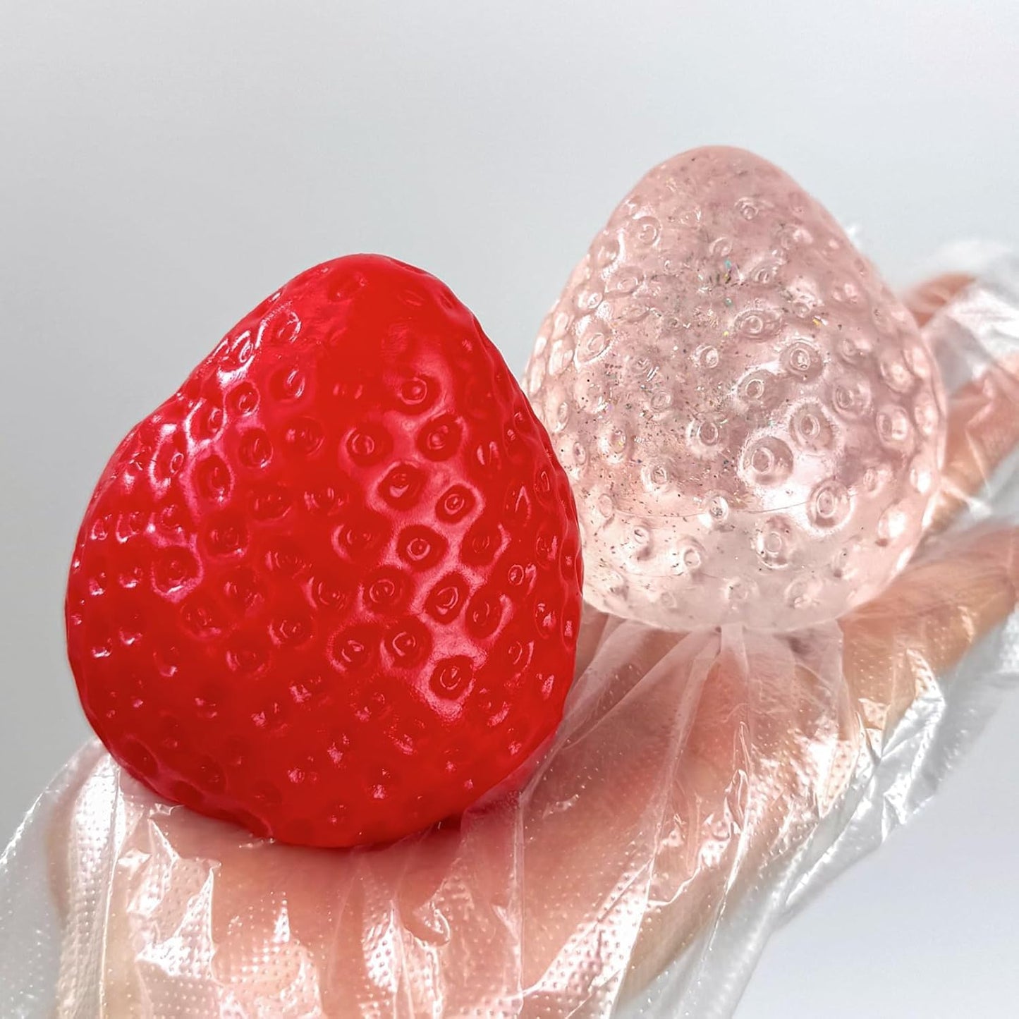 Taba Squishy Strawberry, Strawberry Taba Squishy Toys, Handmade Taba Squishy Clear Stress Relieving for Adults Office School (1 Fine Glitter)