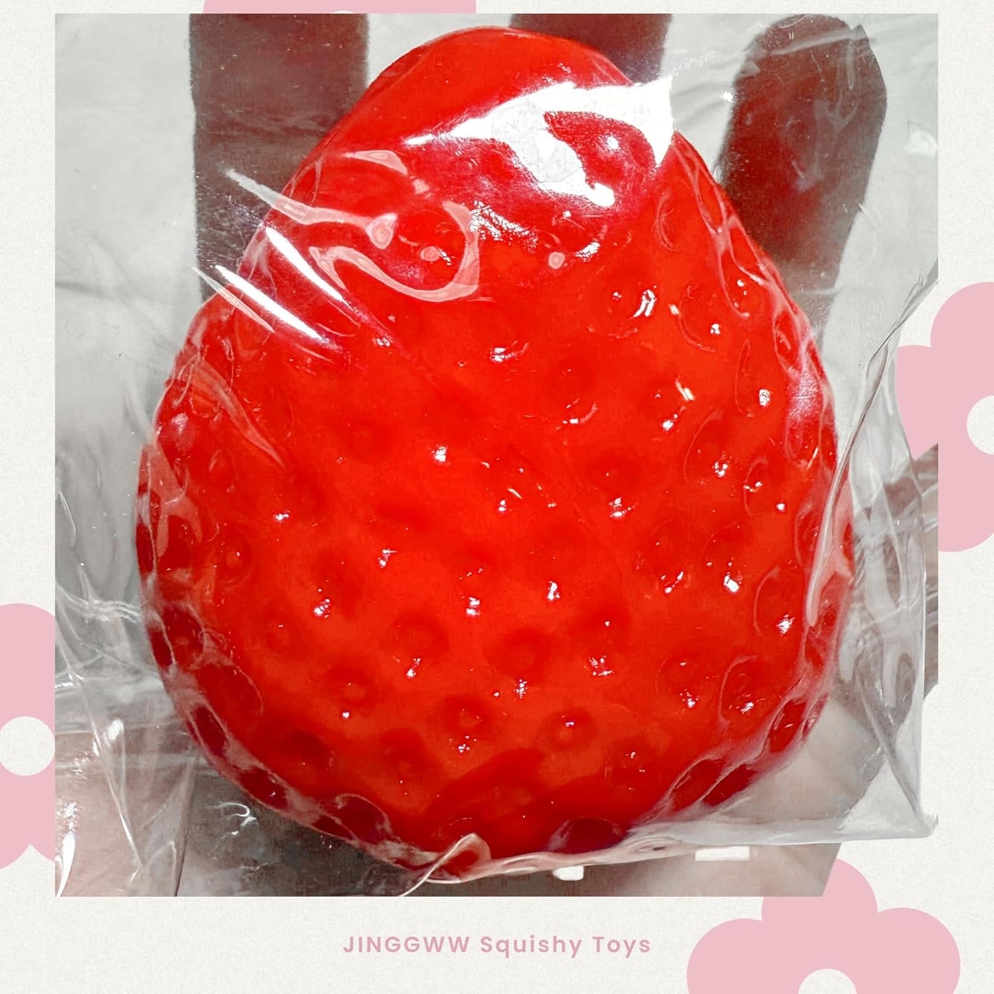Taba Squishy Strawberry, Strawberry Taba Squishy Toys, Handmade Taba Squishy Clear Stress Relieving for Adults Office School (1 Fine Glitter)