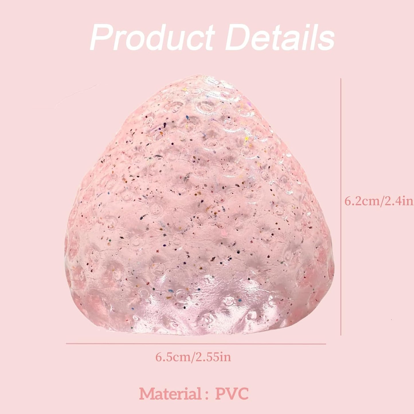 Taba Squishy Strawberry, Strawberry Taba Squishy Toys, Handmade Taba Squishy Clear Stress Relieving for Adults Office School (1 Fine Glitter)