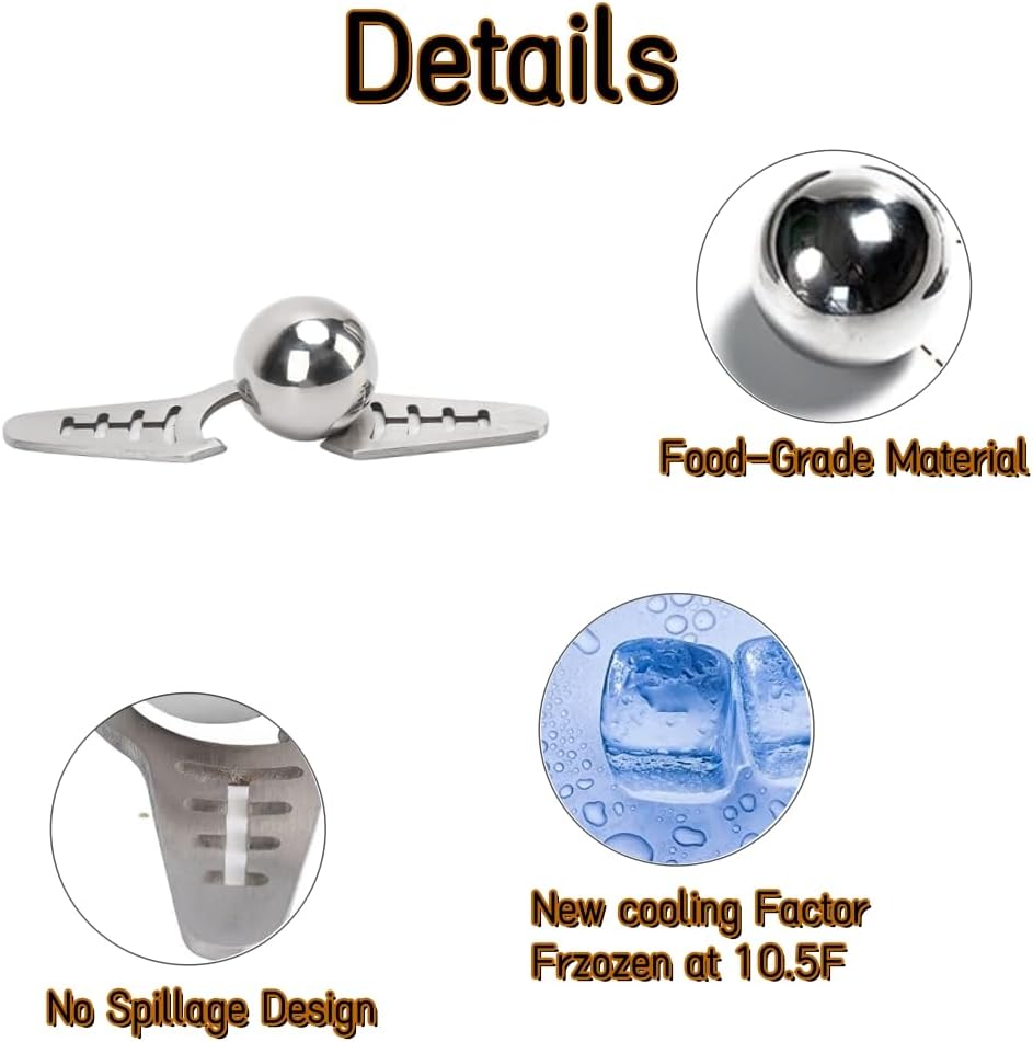 Stainless Steel Coffee Cooling Ball, Reusable Espresso Chiller with Stand, Ice Ball for Coffee Enthusiasts