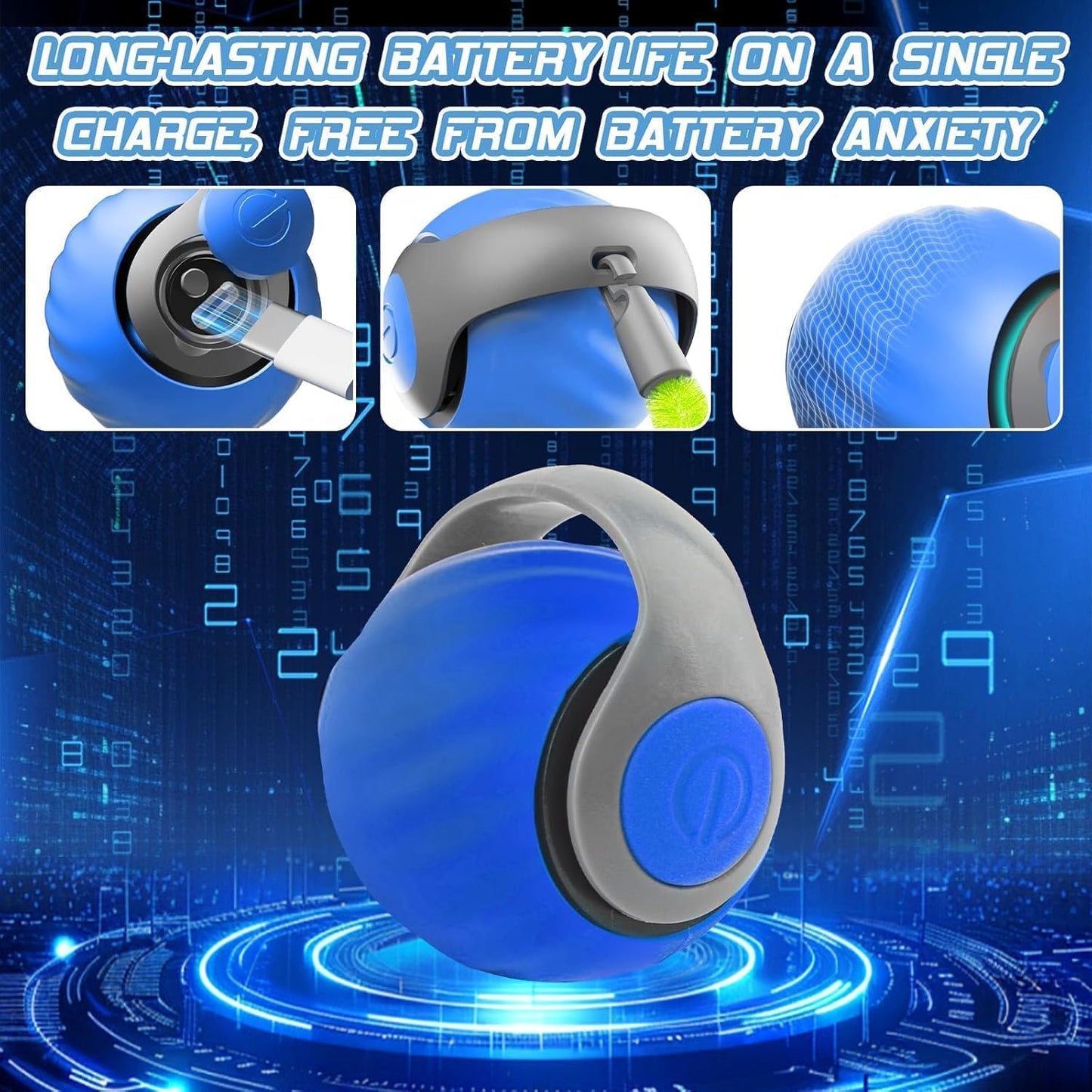 Speedy Ball with Tail Cat Toy, Smart Interactive Toy for Bored Indoor Cats 2 Speeds, Automatic Cat Rolling Ball 2.0 Enrichment Toys, USB Rechargeable Cat Ball，Motion Activated (Blue)