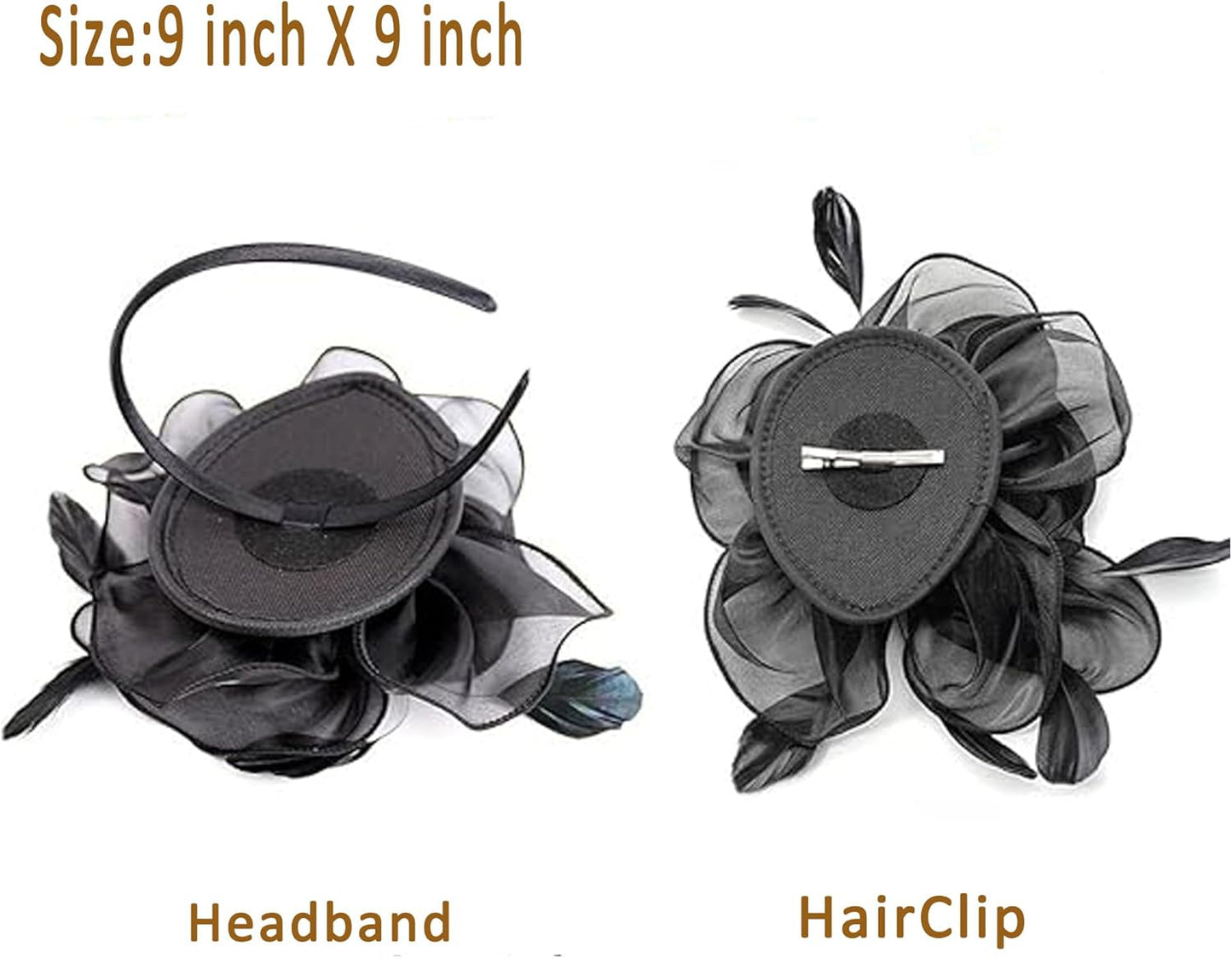 Fascinators Hat for Women Tea Party,Orange Feather Mesh Flower Fascinator with Headband and Clip Wedding Tea Party Derby Fascinator Hats