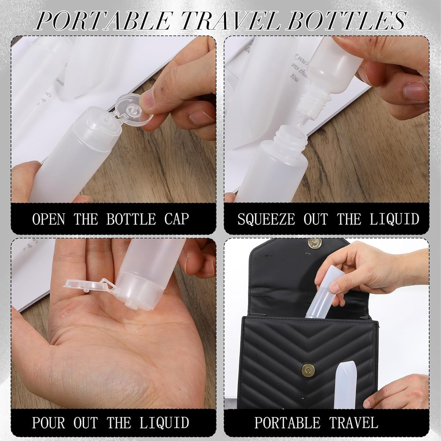 5-Pack 1oz Travel Bottles Leak Proof - Refillable Clear Toiletry Containers for Shampoo, Lotion & Cosmetics, Empty Squeeze Tubes with Twist Cap, TSA Approved Portable Dispensers