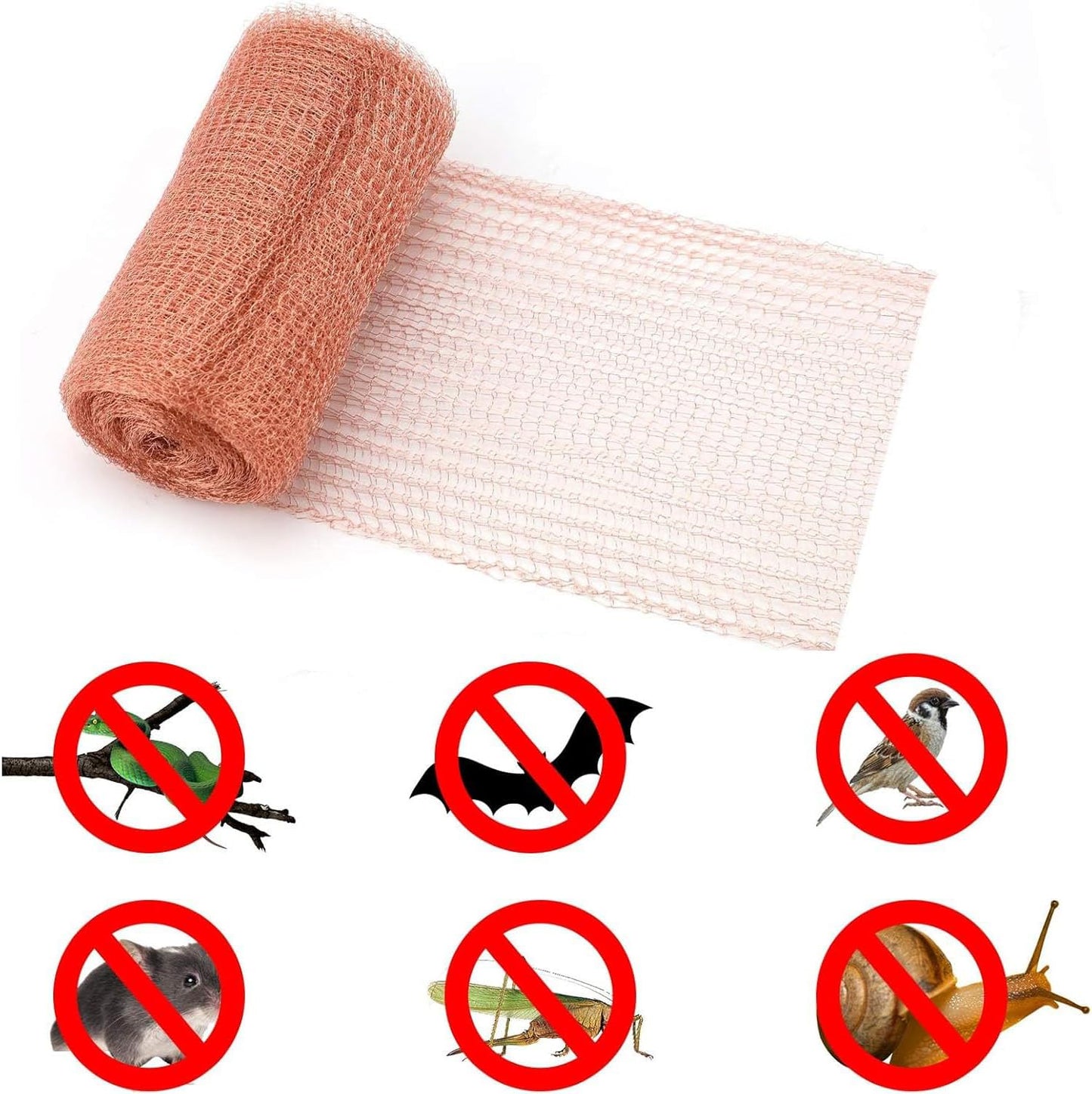 Copper Mesh Roll,Gap Blocker for Building Hole,Knitted Pure Copper Mesh Blocker for Mouse, Birds, Snail, Bat,DIY Fill Fabric,Protect Saplings&Seeds,Rodent Stopper Mesh for Home, Garden (20FT/6M)