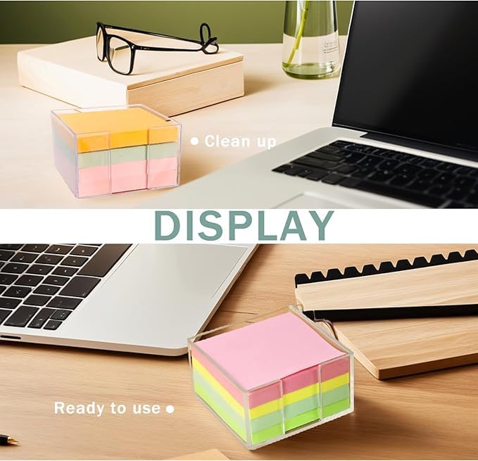 1pcs  3x3 Inch Acrylic Sticky Note Holder - Clear Desktop Organizer for Post-it Notes, Perfect for Office, Home & Classroom, Transparent Memo Pad Dispenser with Crystal Design