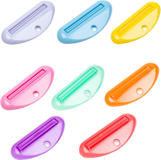 8 Pcs Toothpaste Tube Squeezer Dispenser, Plastic Holder Clips for Saving Facial Cleanser Creams Paint and More Tubular Items (Random Colors)