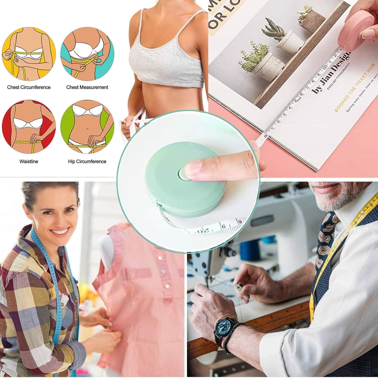 Tape Measure,3 Pack Soft Sewing Tape Measure for Body Measuring,78.7 Inchs Mini Measurement Tape,Premium Retractable Fabric and Cloth Tape Measure, Handy, Compact and Easy to Read (Mixed Color)