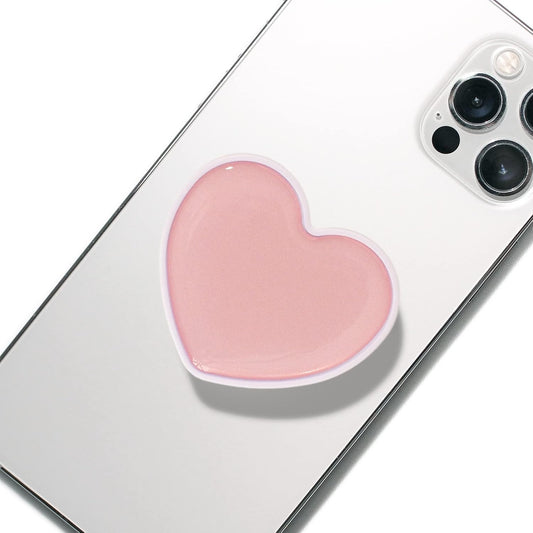 Heart-Shaped Phone Grip and Stand, Collapsible Expandable Design, Pink
