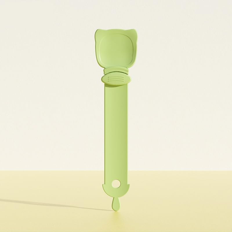 Cat Food Dispensing Spoons, 2-in-1 Design with Cat Head Shape, Orange/Green, Set of 2